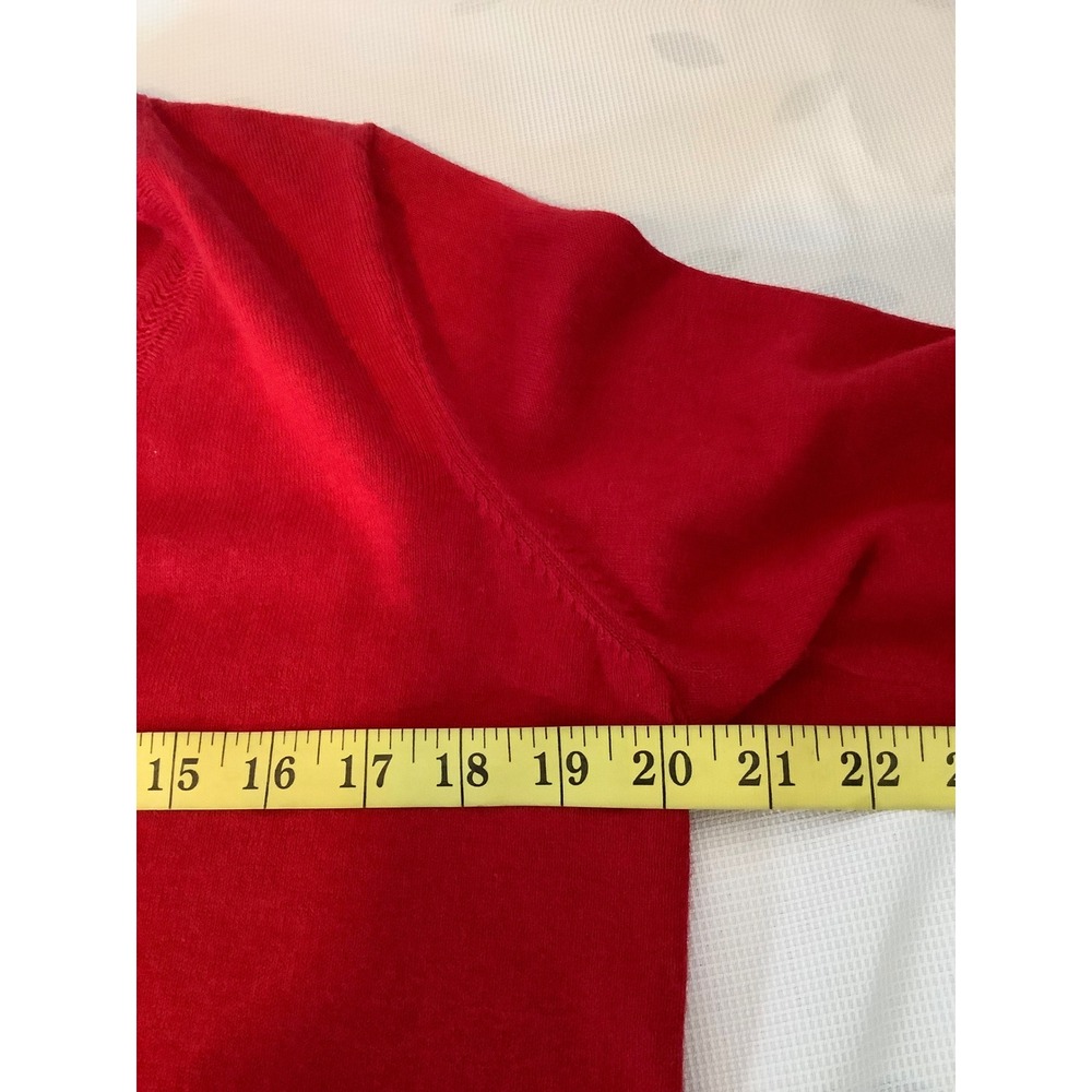 Talbots Petite Red V-Neck Sweater Button Side Detail Cotton Blend Size MP - Picture 11 of 13